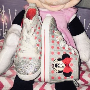 🎀Minnie Mouse Bling High Top Sneakers Size 8🎀
